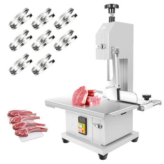 1500W 110V Electric Bone Saw Machine, Stainless Steel Meat Bandsaw with 19"x14" Workbench, Frozen Meat Cutter with 0.04"-4" Thickness, Meat Cutting Machine for Pork, Beef, Lamb, Chicken