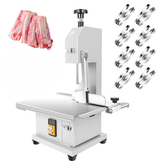 1500W 110V Electric Bone Saw Machine, Stainless Steel Meat Bandsaw with 19"x14" Workbench, Frozen Meat Cutter, Meat Cutting Machine for Turkey, Pork