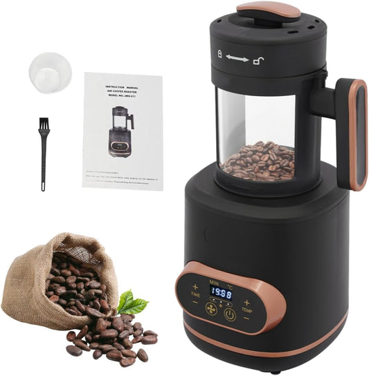1500W Coffee Bean Roaster Machine Electric Coffee Bean Roaster Home Use Coffee Bean Roaster with LED Display & Measuring Cup Coffee Bean Roaster