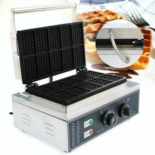 1500W Commercial Electric 10pcs Waffle Maker Nonstick Pancake Baking Machine