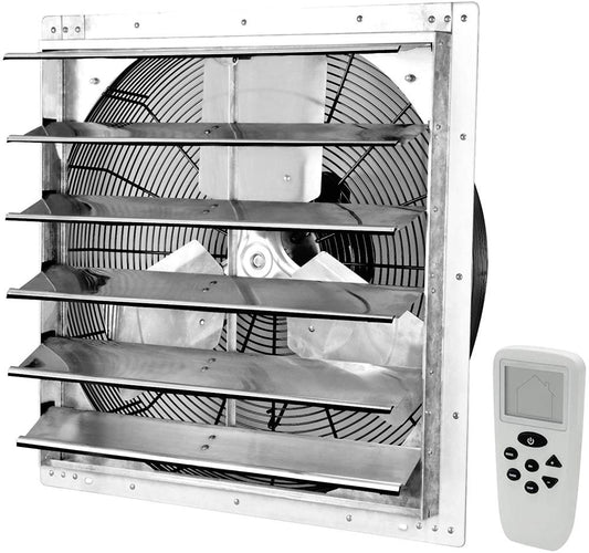 iLIVING Smart Remote Shutter Exhaust Fan 20-in Indoor Silver Wall Mounted Fan ILG8SF20VC