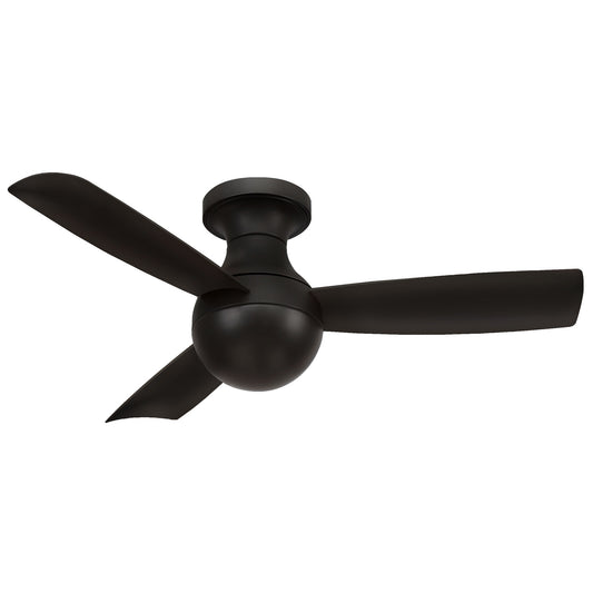 WAC Lighting Orb 44-in Matte black Indoor/Outdoor Flush Mount Smart Ceiling Fan Light Kit Compatible and Remote (3-Blade) F-004-MB