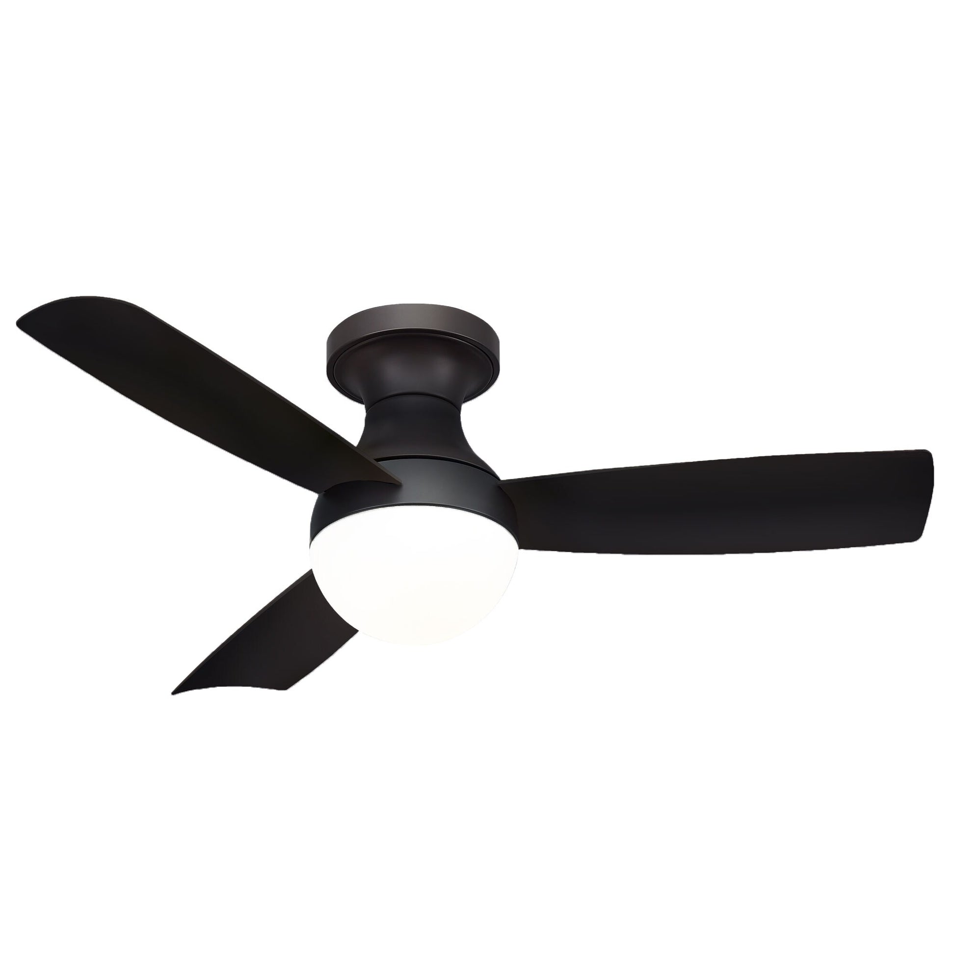 WAC Lighting Orb 44-in Matte black Integrated LED Indoor/Outdoor Flush Mount Smart Ceiling Fan with Light and Remote (3-Blade) F-004L-MB