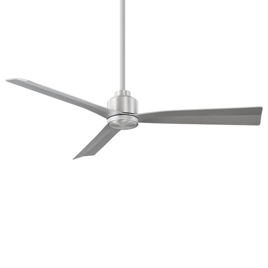 WAC Lighting Clean 52-in Outdoor Smart Brushed Aluminum with Brushed Aluminum Blades Ceiling Fan Without Light - Remote Included ( 3 -Blade )