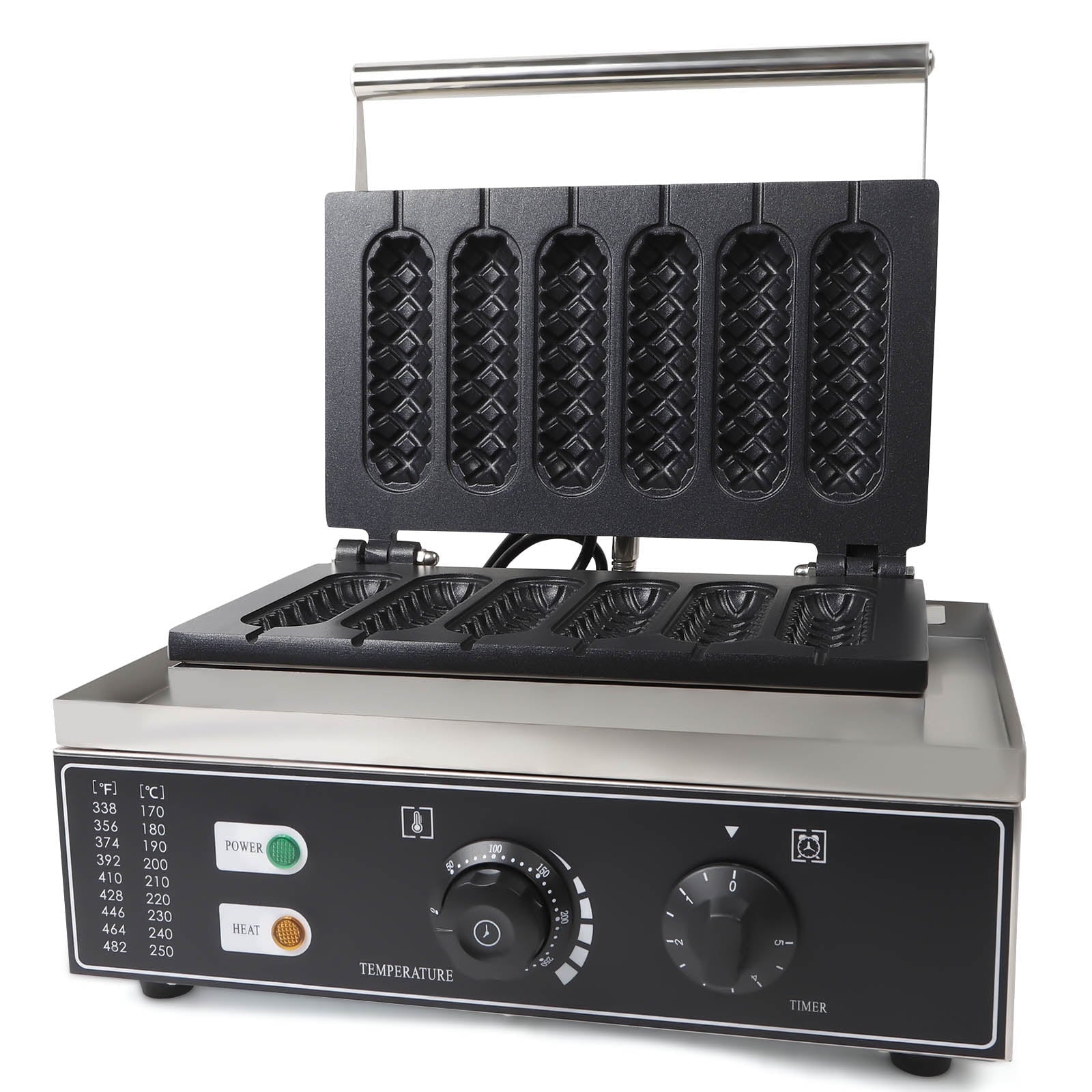 Commercial Corn Dog Waffle Maker, Electric 6-Grid Non-Stick Waffle Stick Maker 1550W