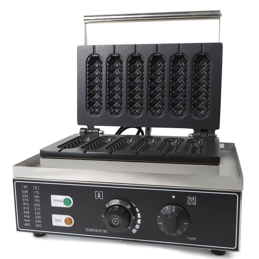 Commercial Corn Dog Waffle Maker, Electric 6-Grid Non-Stick Waffle Stick Maker 1550W