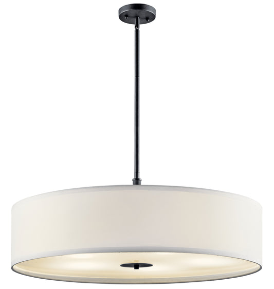 Kichler Drum 5 -Light Black Transitional Etched glass Drum Large Hanging Pendant light 2548580