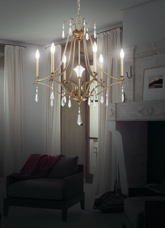 Minka Lavery Laurel Estate 6 -Light Gloss Gold Traditional Crystal For Use in Bedrooms, Dining Rooms, Foyers, Kitchens, Living Rooms Chandelier 1664380