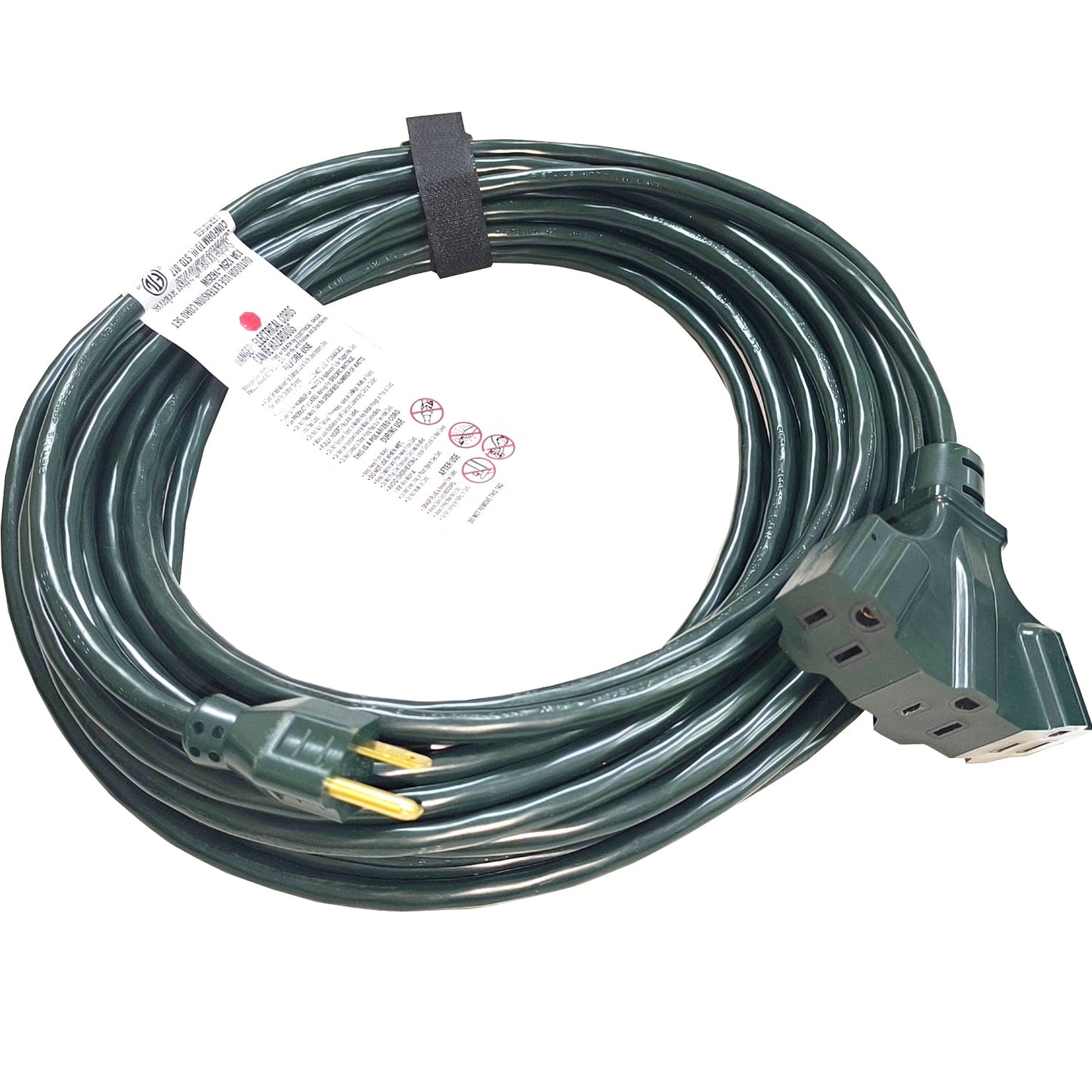 Hyper Tough 16AWGX3C 50 ft Tri-Tap Indoor and Outdoor Light Duty Extension Cord, Green