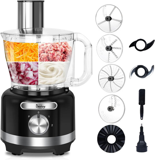 16 Cup Food Processor,3.8L(128oz) 9-in-1 Multifunction Vegetables Chopper, Cheese Grating,Chopping,Emulsifying, Shredding, Slicing, Doughing for Home Use,Black,600W (16-Cup Processor Bowl)