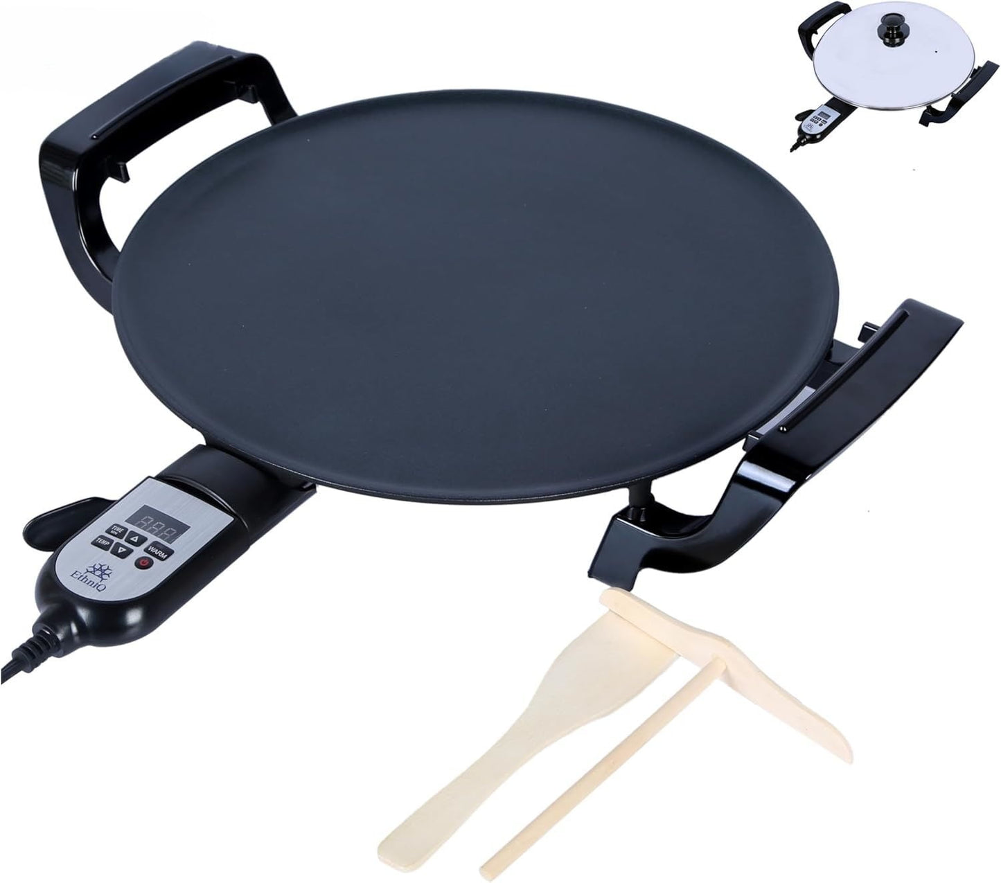 16" Electric Griddle - Adjustable Digital Heat Control - Non-Stick Surface - Even Heat Distribution