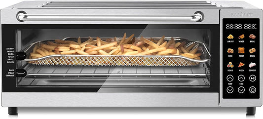 16-Quart 9-in-1 Countertop Convection Oven Air Fryer with Toaster, Broiler, Pizza & Dehydrator Functions, Large Capacity Kitchen Appliance in Pink, Silver, Black