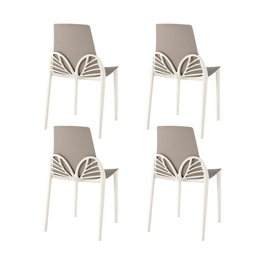 Lagoon Papillon Set of 4 Stackable Grey Resin Frame Stationary Dining Chair with Solid Seat