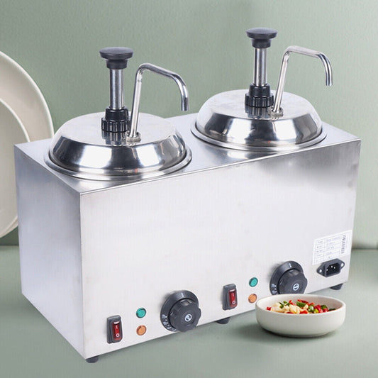 1600W Commercial Hot Fudge Warmer Nacho Cheese Sauce Warmer w/ Pump Dispenser US