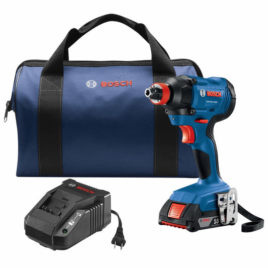 Restored Bosch GDX18V-1600B12-RT 18V Freak Lithium-Ion 1/4 in. and 1/2 in. Cordless Two-In-One Bit/Socket Impact Driver Kit (2 Ah) (Refurbished)