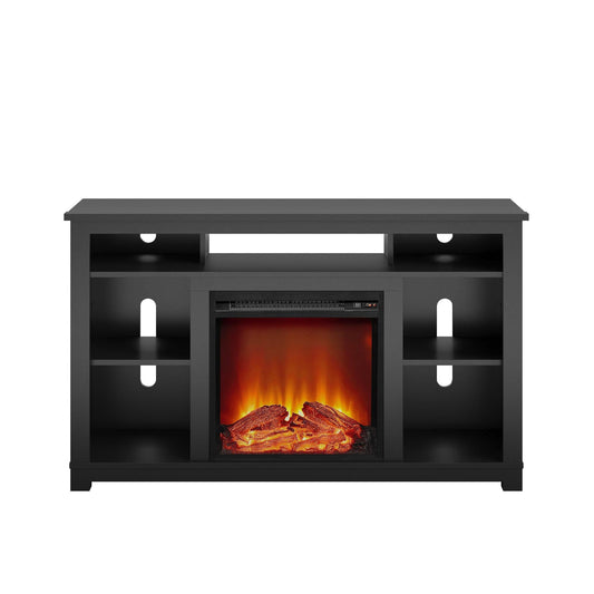 Ameriwood Home 47.6-in W Black TV Stand with Fan-forced Electric Fireplace 2402872COM
