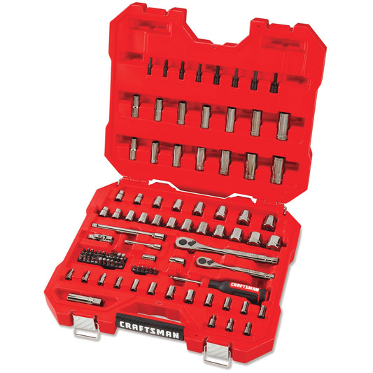 CRAFTSMAN 105-Piece Standard (SAE) and Metric Gunmetal Chrome Mechanics Tool Set with Hard Case CMMT45304