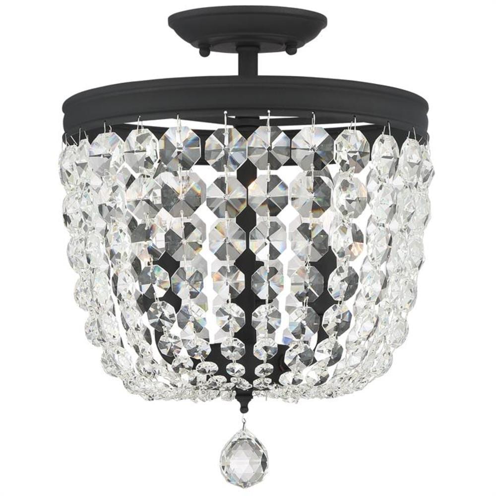 Crystorama Archer 3 -Light 11.5-in Distressed Black Semi Flush Mount Light