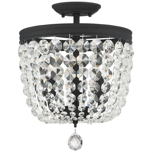 Crystorama Archer 3 -Light 11.5-in Distressed Black Semi Flush Mount Light