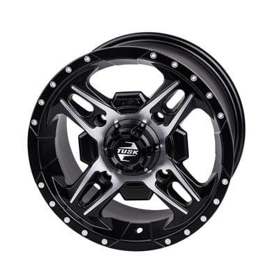 4/110 Beartooth Wheel 12x7 5.0 + 2.0 Machined/Black for Honda Rancher 420 4x4 ES 2007-2019