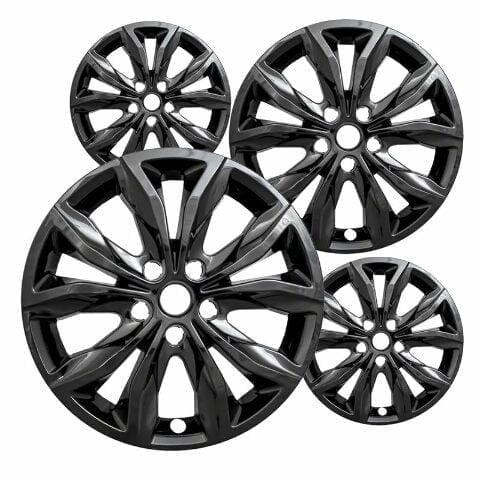 17" Gloss Black ABS Wheel Skins Set Compatible with 2019-2021 Chevrolet Malibu L, Premier, 2019-2025 Chevrolet Malibu LS, LT, RS, 2019 Chevrolet Malibu Hybrid Impostors for 5894 Wheel Series