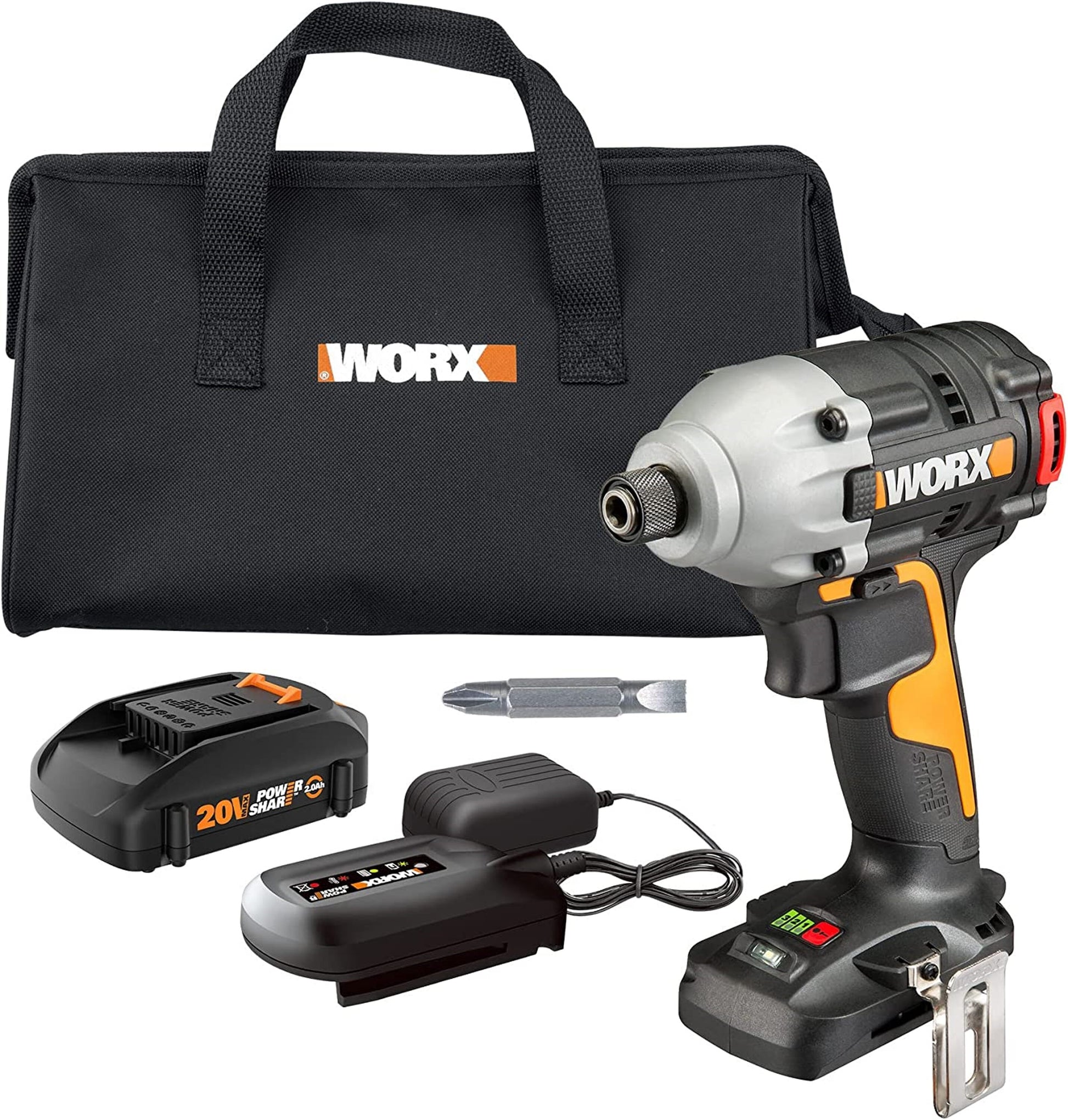 WORX Nitro Power Share 20-volt Max 1/4-in Cordless Impact Driver (1-Battery Included, Charger Included and Soft Bag included) WX261L