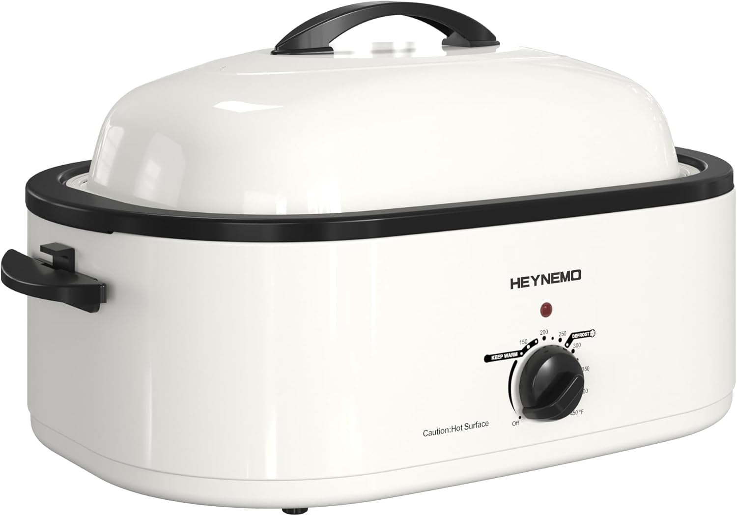 18 Quart Electric Roaster Oven, Roaster Oven, Turkey Roaster Electric, Roaster Oven Buffet, Selfbasting Lid, Removable Pan, Full-Range Temperature Control Cool-Touch Handles, White Body, Black Lid