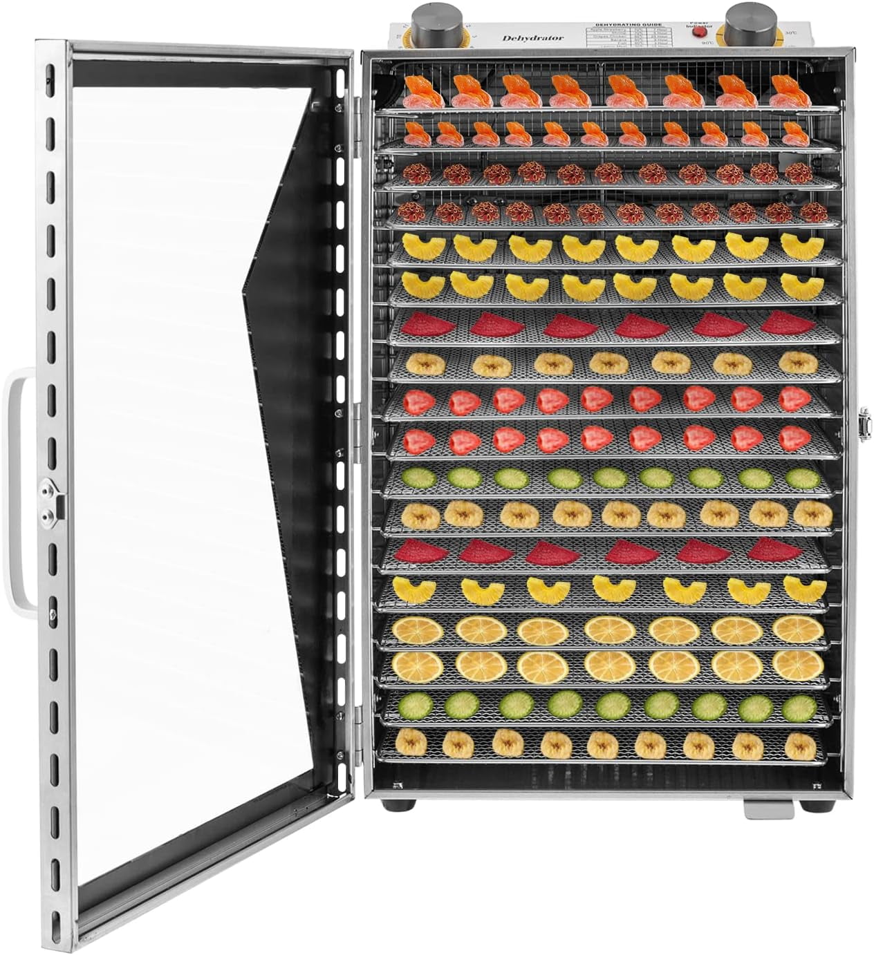 18 Tiers Food Dehydrator 600W 360°Circulation Stainless Steel Electric Food Dryer Machine with Digital Temperature and Timer for Food, Flowers, Vegetables, Fruits, Meats 11.8 * 12.2 * 18.7in