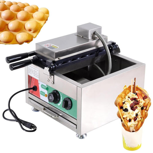 JUlAM 1800W Electric Egg Waffle Maker, Bubble Skewer Commercial Waffle Machine for Restaurant Cafe Bakery
