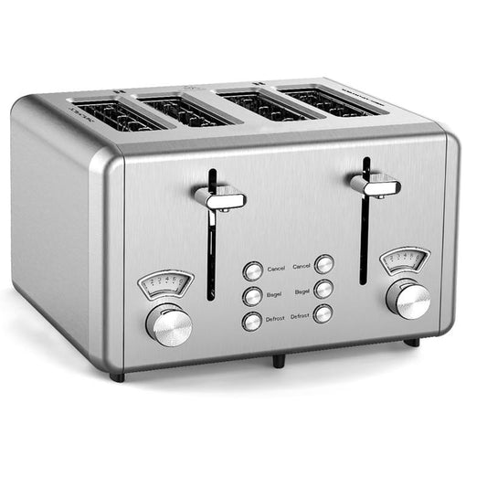 2&4 Slice Toaster for Kitchen Breakfast Use, Stainless Steel with Smart Touch Screen, Digital Timer, 6 Bread Types & 6 Shade Settings, 1.5" Wide Slots, Bagel/Cancel/Defrost Functions