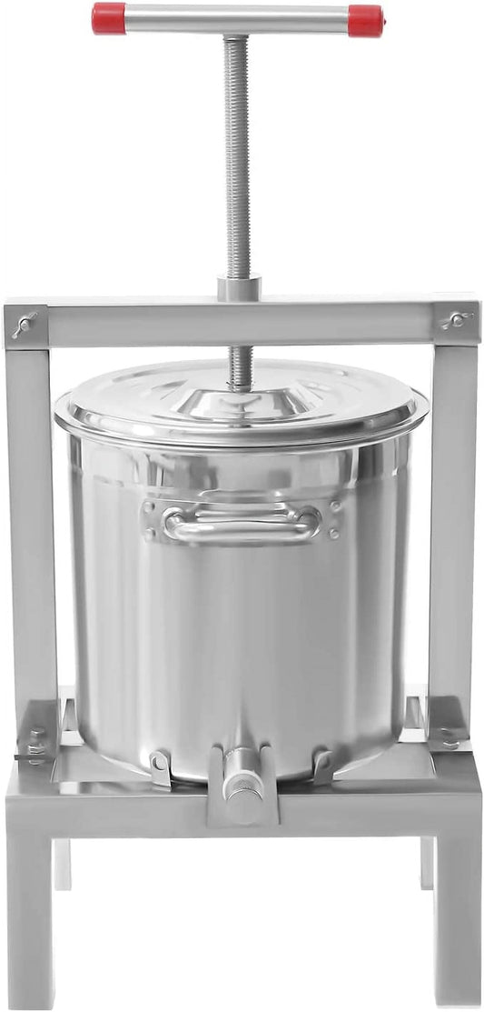 2.6gal/10L DIY Large Fruit Honey Manual Press, Fruit Wine Honey Presser, Heavy Duty Manual Fruit Cheese Tincture Herb Squeezer Hand Press for Home, Restaurant, Coffee Shop, Hotel