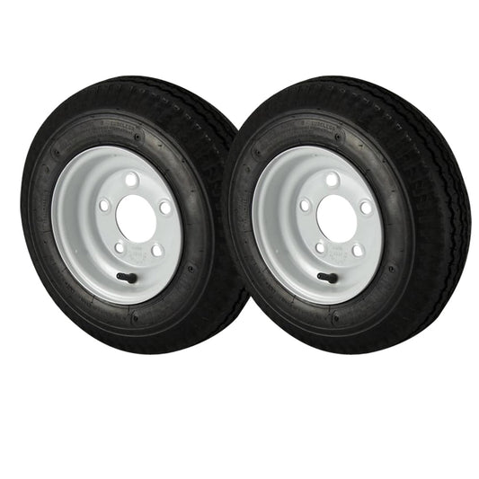 2 Pack - 5.70x8 Loadstar Trailer Tire LRC on 5 Bolt White Wheel