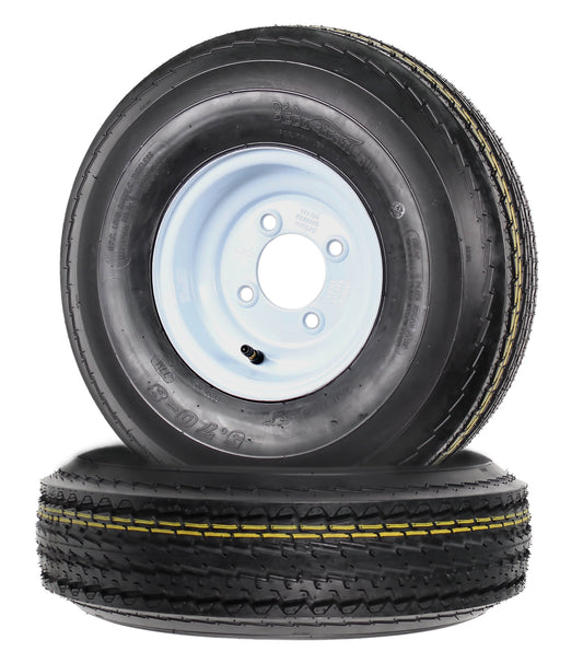 eCustomrim 2-Pk Trailer Tires On Rims 5.70-8 570-8 5.70 x 8 8 in. B 4 Lug Bolt Wheel White