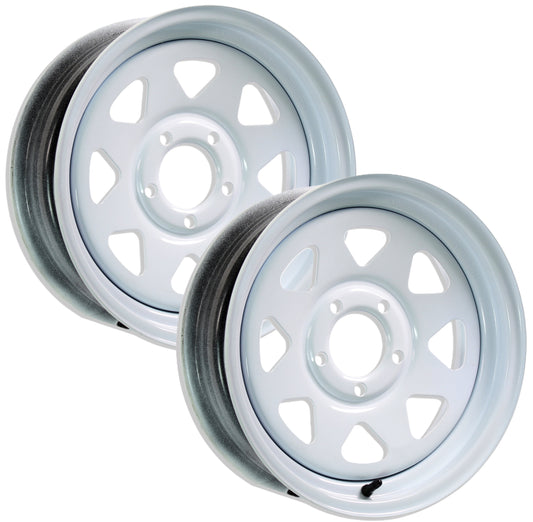 2-Pack eCustomrim Trailer Wheel Rim 15X5 5-4.5 White Spoke 5 Lug 4.5 Inch Center