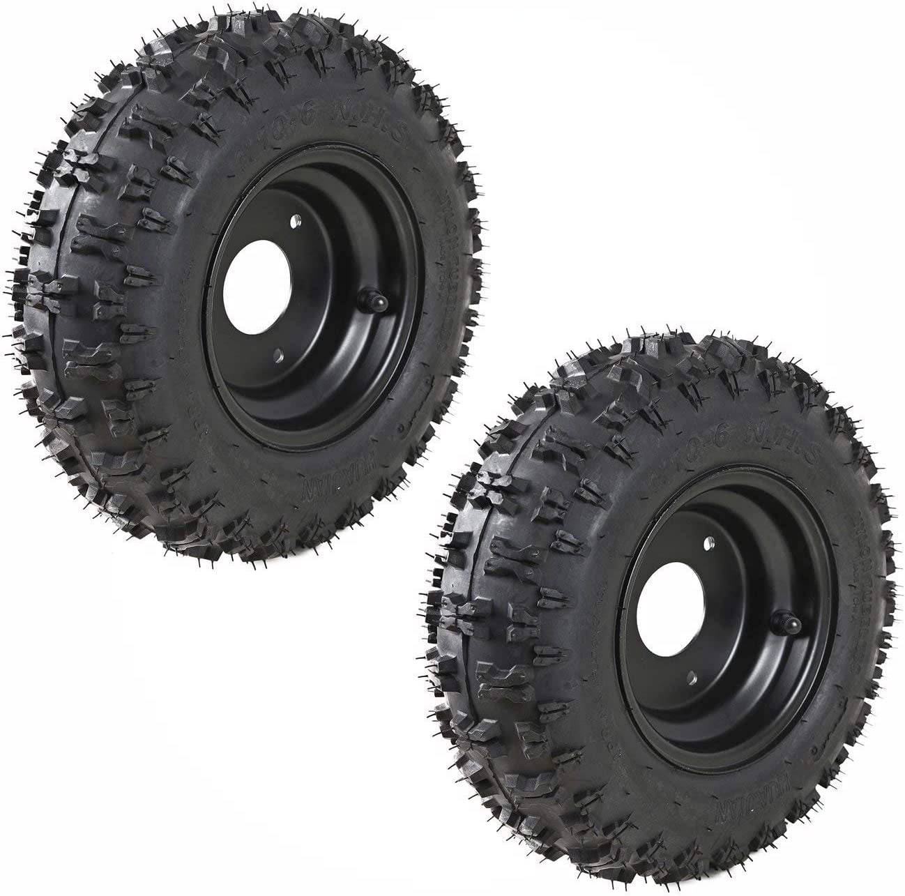 2 Pack of 4.10-6 Go Kart ATV Tubeless Tire with Rim | Rear Tires Rims for Scooter Quad Bikes 4 Wheelers