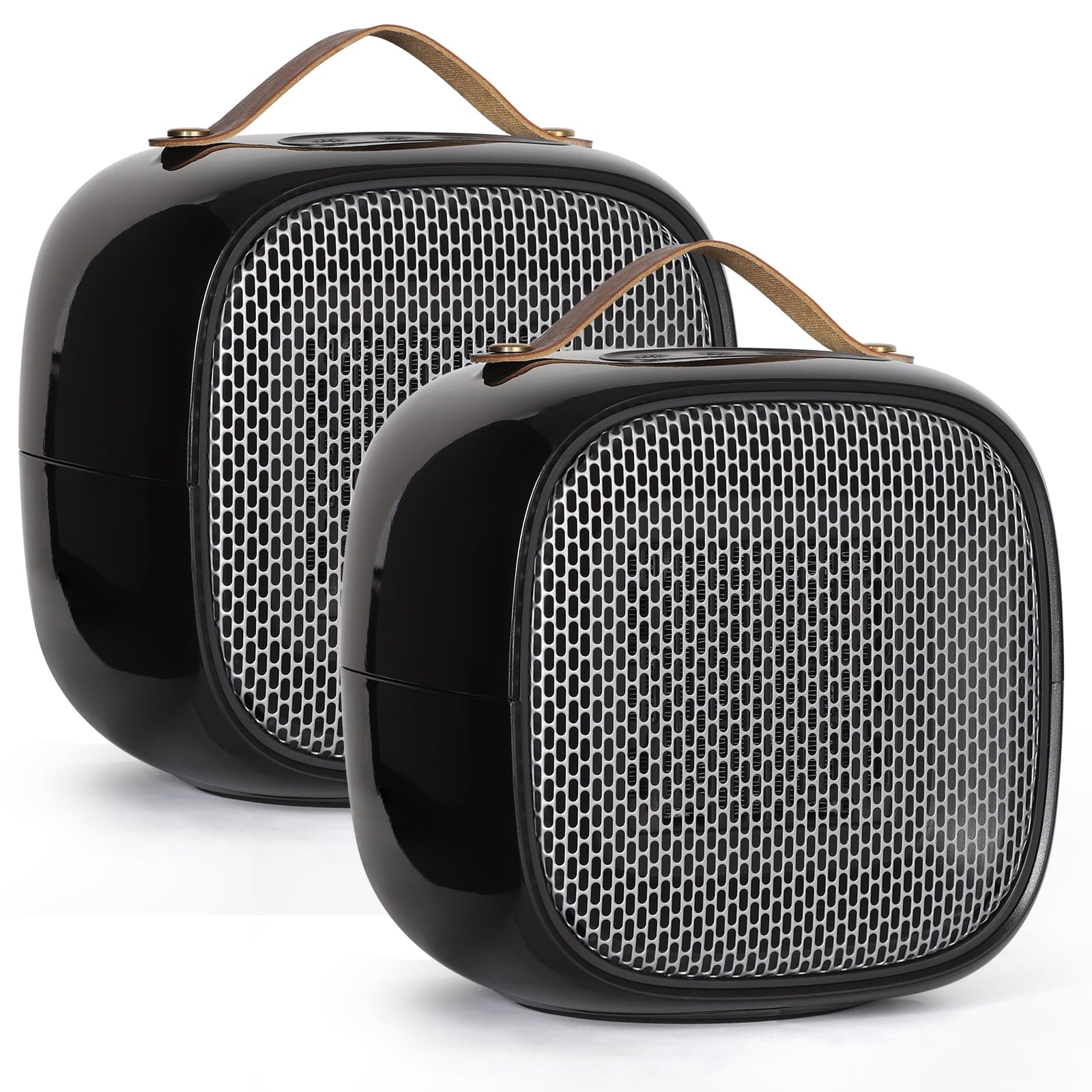 2-Set Ceramic Space Heater with Thermostat, Overheat & Tip Over Protection, Indoor Use - Clear Black