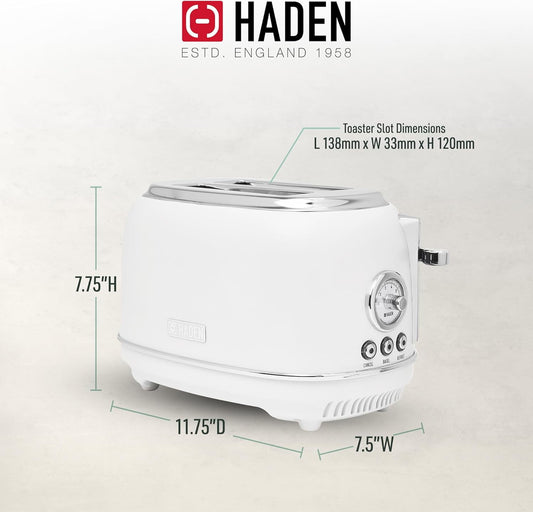 2 Slice Wide Slot Toaster with Adjustable  Control, Ivory &