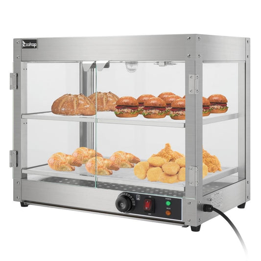 2 Tier Electric Food Warmer Display Case Commercial Fried Chicken Pizza Show New