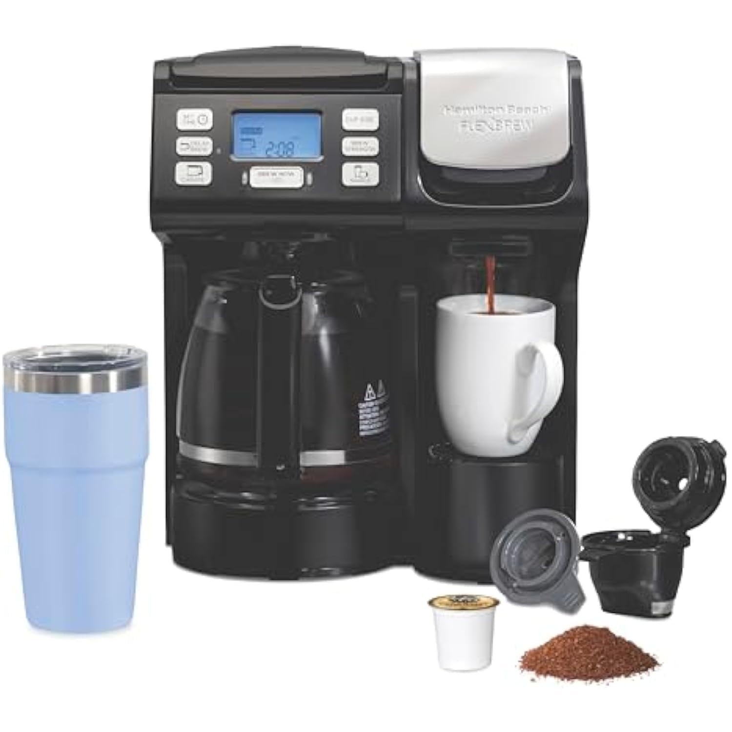 2-Way Coffee Maker for K-Cups & Grounds - Fast Brewing 12-Cup Black | Single Serve + Full Pot | Kitchen Cleaning