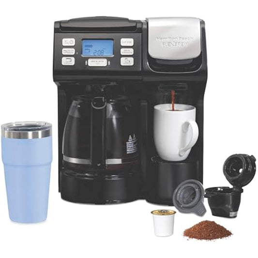 2-Way Coffee Maker for K-Cups & Grounds - Fast Brewing 12-Cup Black | Single Serve + Full Pot | Kitchen Cleaning