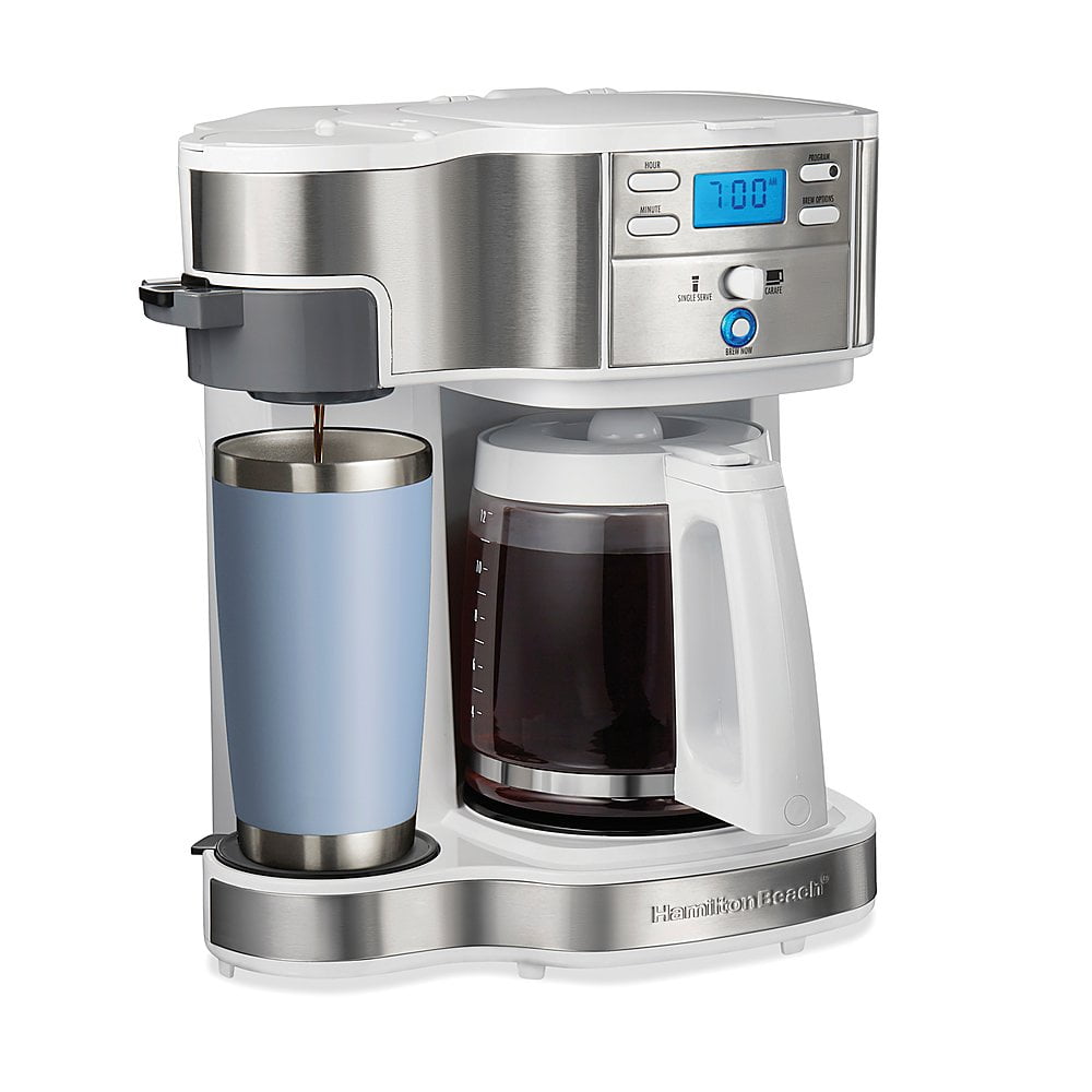 2-Way Programmable 12 Cup and Single-Serve Coffee Maker - WHITE