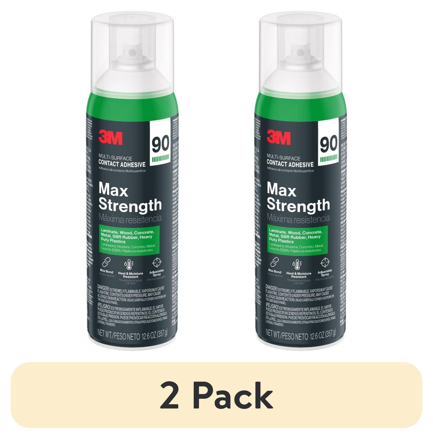 (2 pack) 3M Max Strength 90 Contact Adhesive, Heavy Duty Spray Glue, Contact Cement, Wall Repair, 12.6 oz