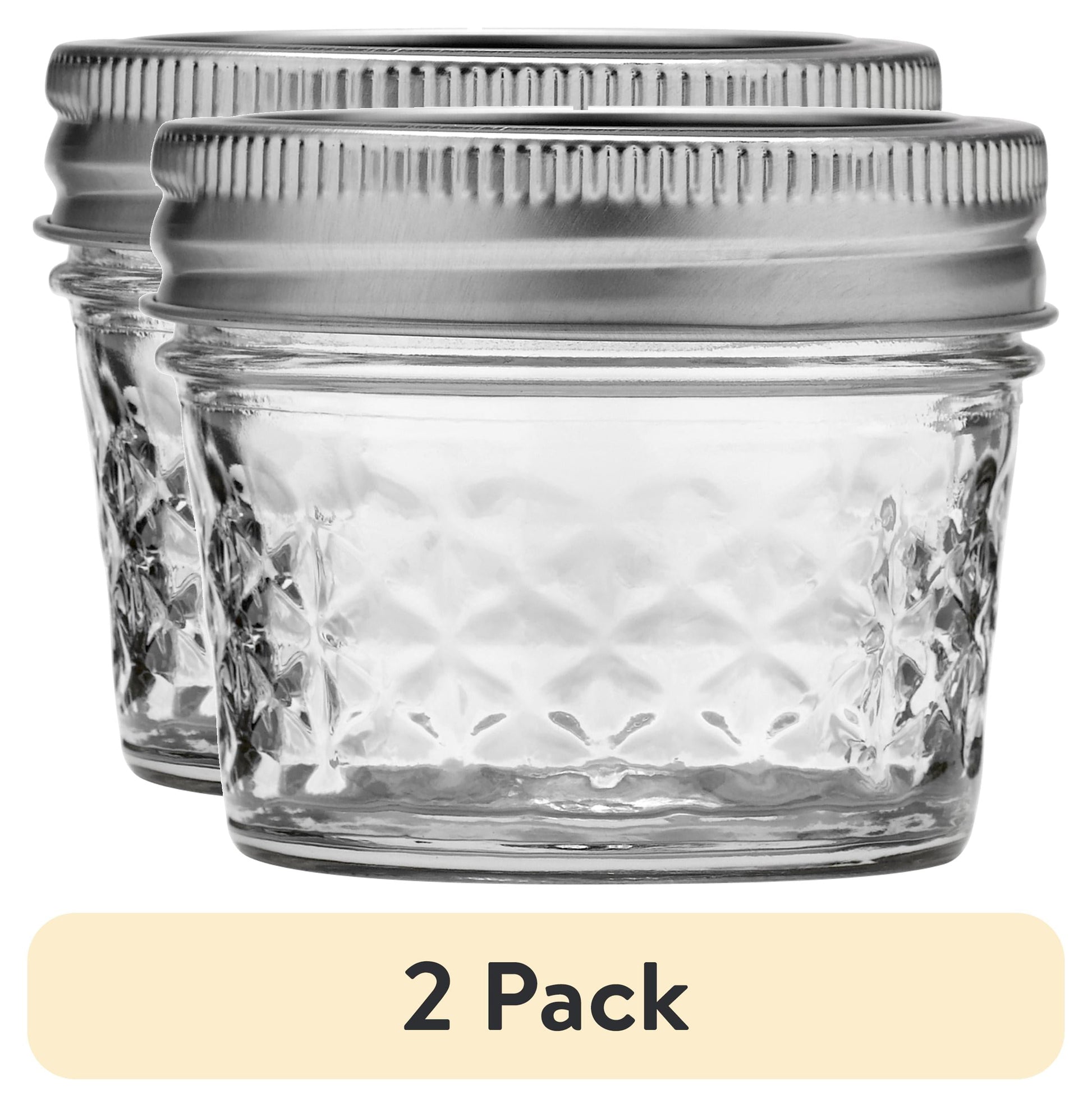 (2 pack) Ball Regular Mouth 4oz Quilted Pint Mason Jars, 12 Count