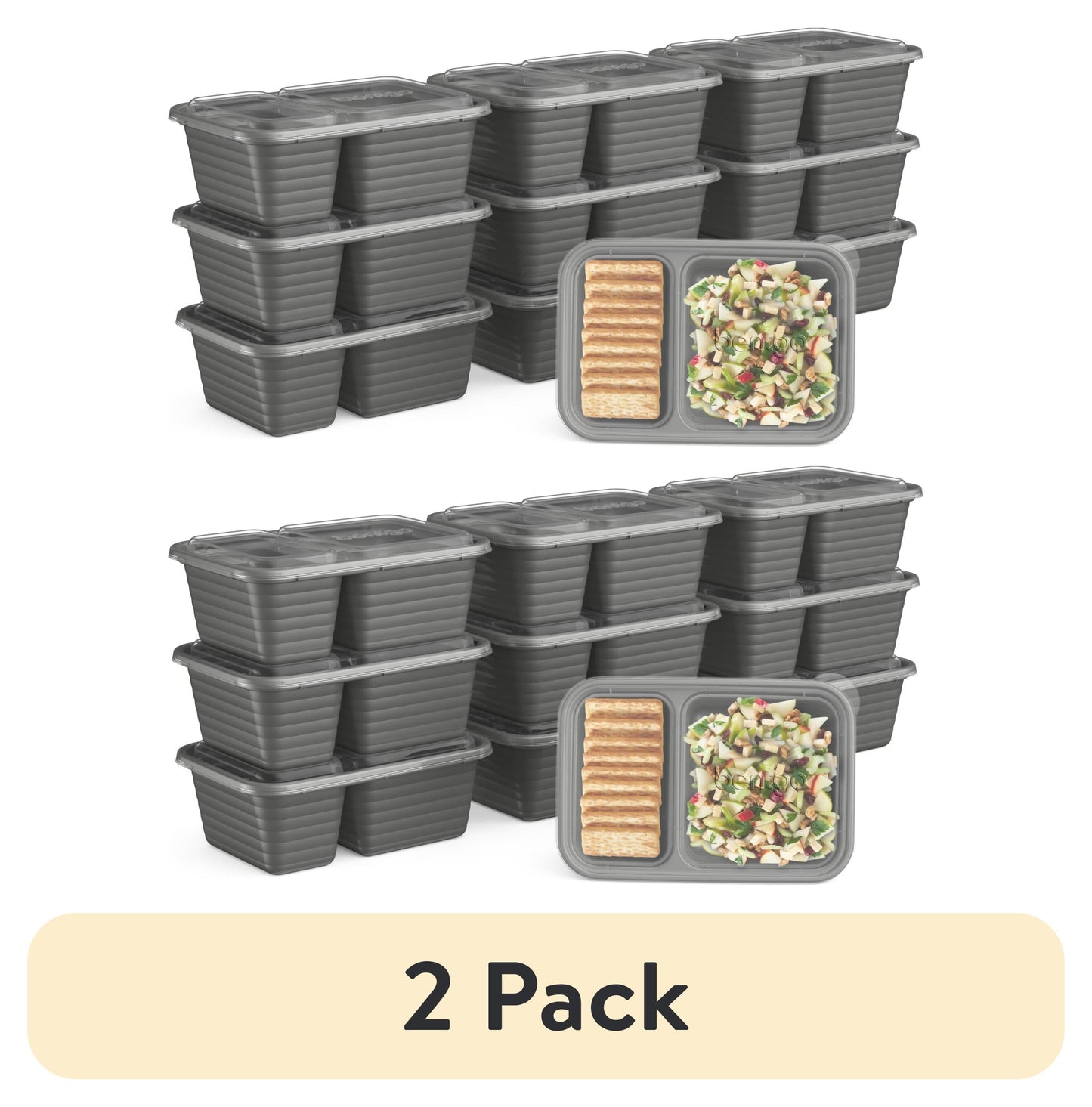 (2 pack) Bentgo Compartment Snack Containers Plastic 4.2 Ã— 6.1 Ã— 2.3 inches Silver