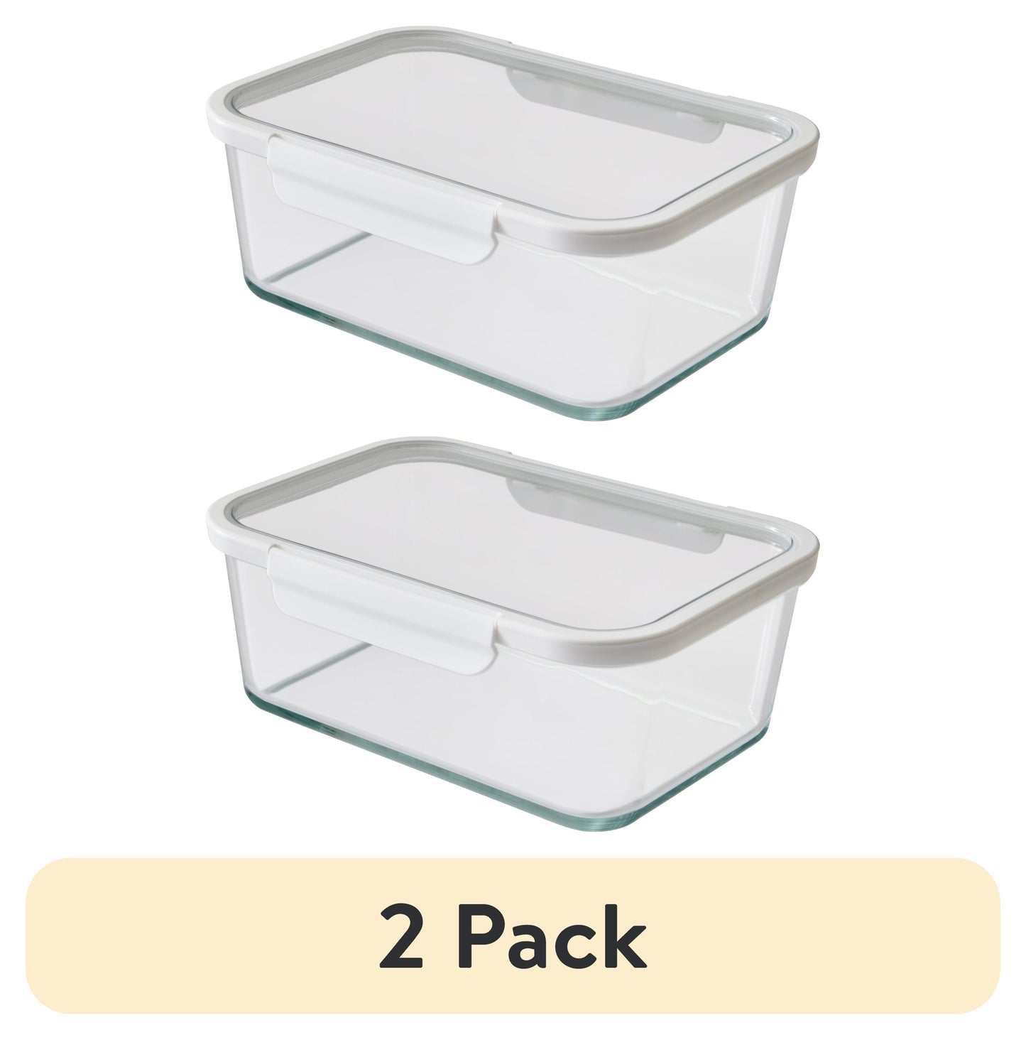 (2 pack) Better Homes & Gardens Recipiente de Almacenamiento de Alimentos de Vidrio Rectangular de 10 Tazas con Tapa de Tritan. Juego de 1, 2 Piezas, una ElecciÃ³n PrÃ¡ctica para ArtÃ­culos Secos E Ingredientes a Granel