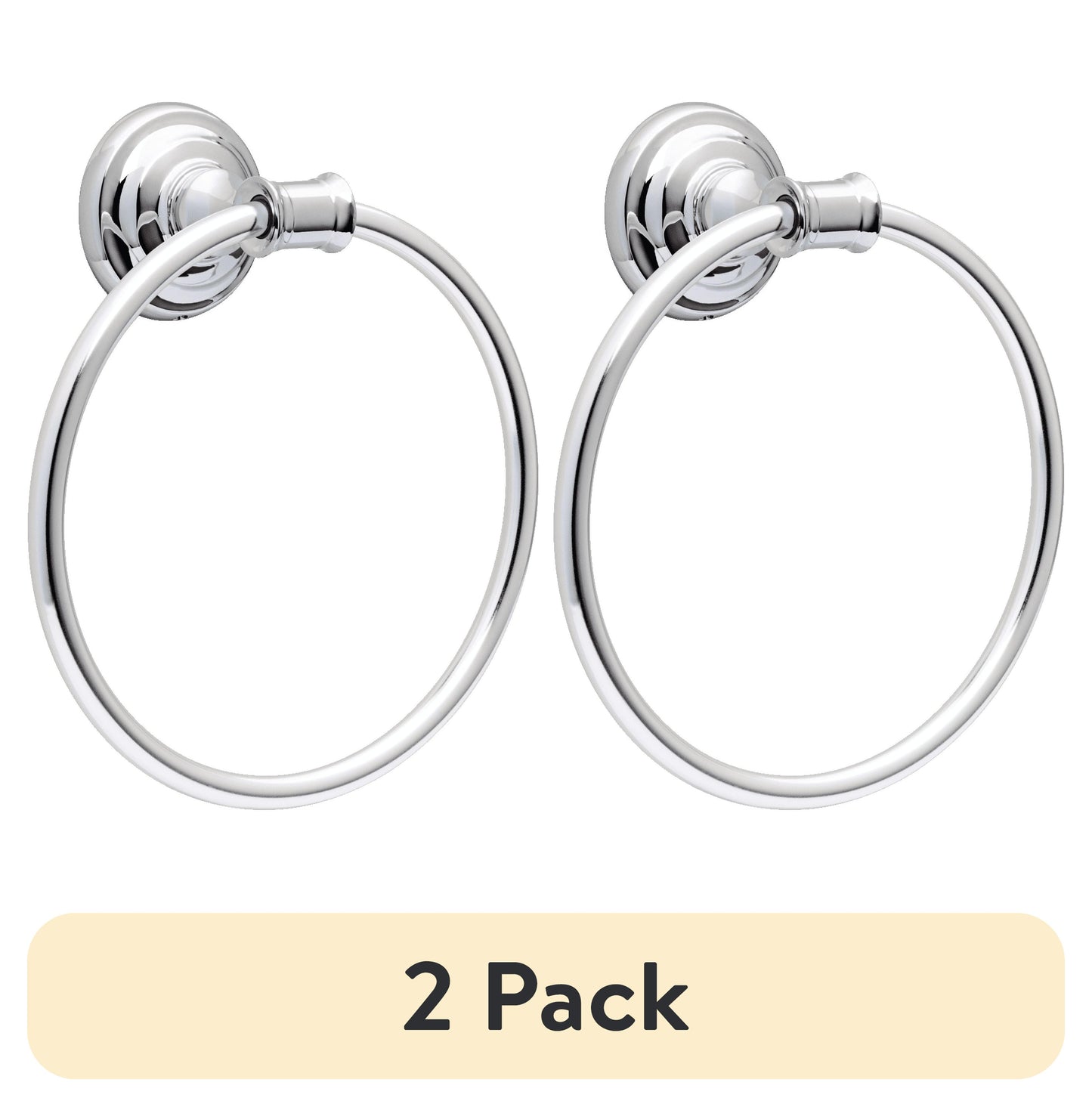 (2 pack) Better Homes & Gardens Cameron Towel Ring, Chrome