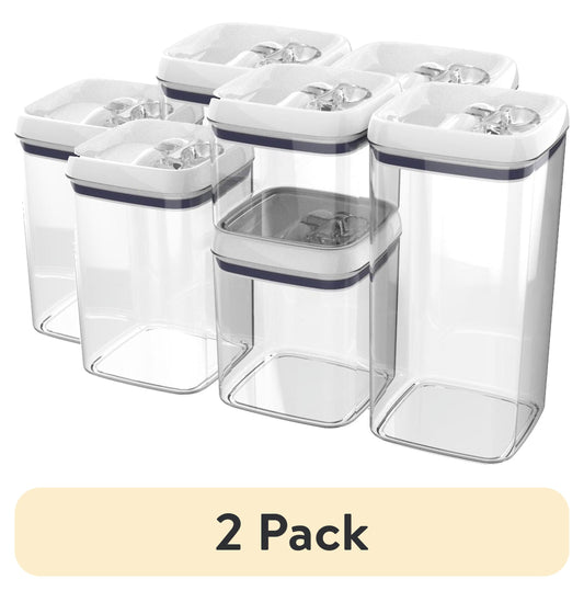 (2 pack) Better Homes & Gardens Paquete de 4 Botes, Juego de Recipientes Cuadrados para Almacenamiento de Alimentos Flip-TiteÂ®