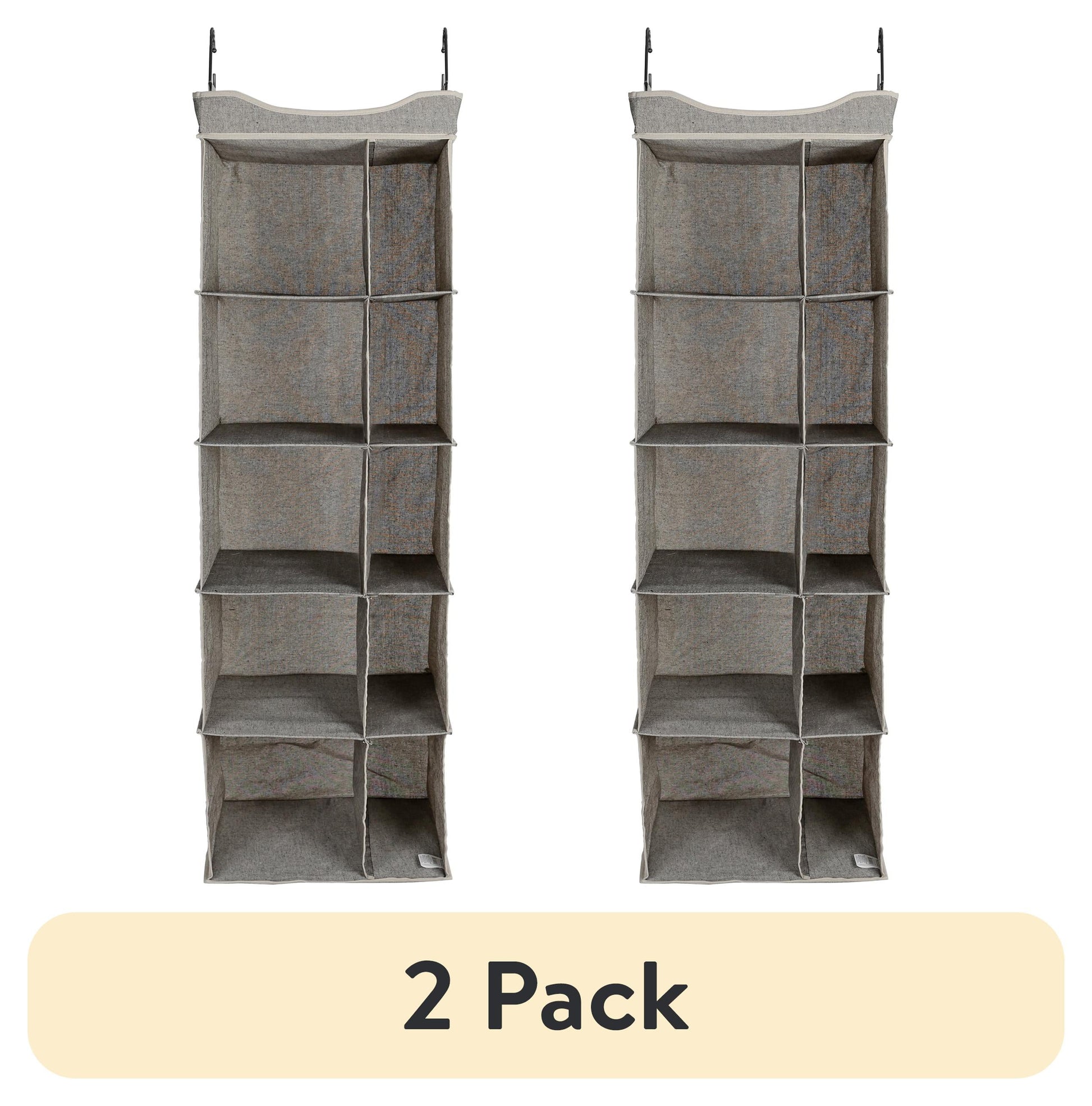 (2 pack) Better Homes & Gardens Organizador Colgante de Armario de 5 Niveles con Divisores para Zapatos y Ropa, 10 Compartimentos, PoliÃ©ster y AlgodÃ³n