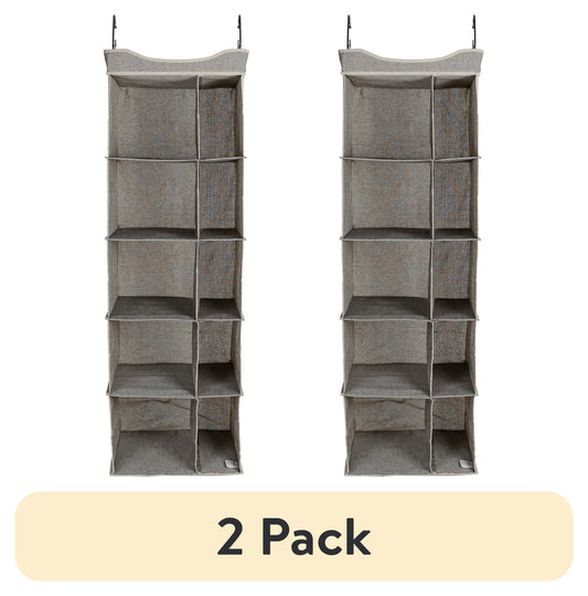 (2 pack) Better Homes & Gardens Organizador Colgante de Armario de 5 Niveles con Divisores para Zapatos y Ropa, 10 Compartimentos, PoliÃ©ster y AlgodÃ³n