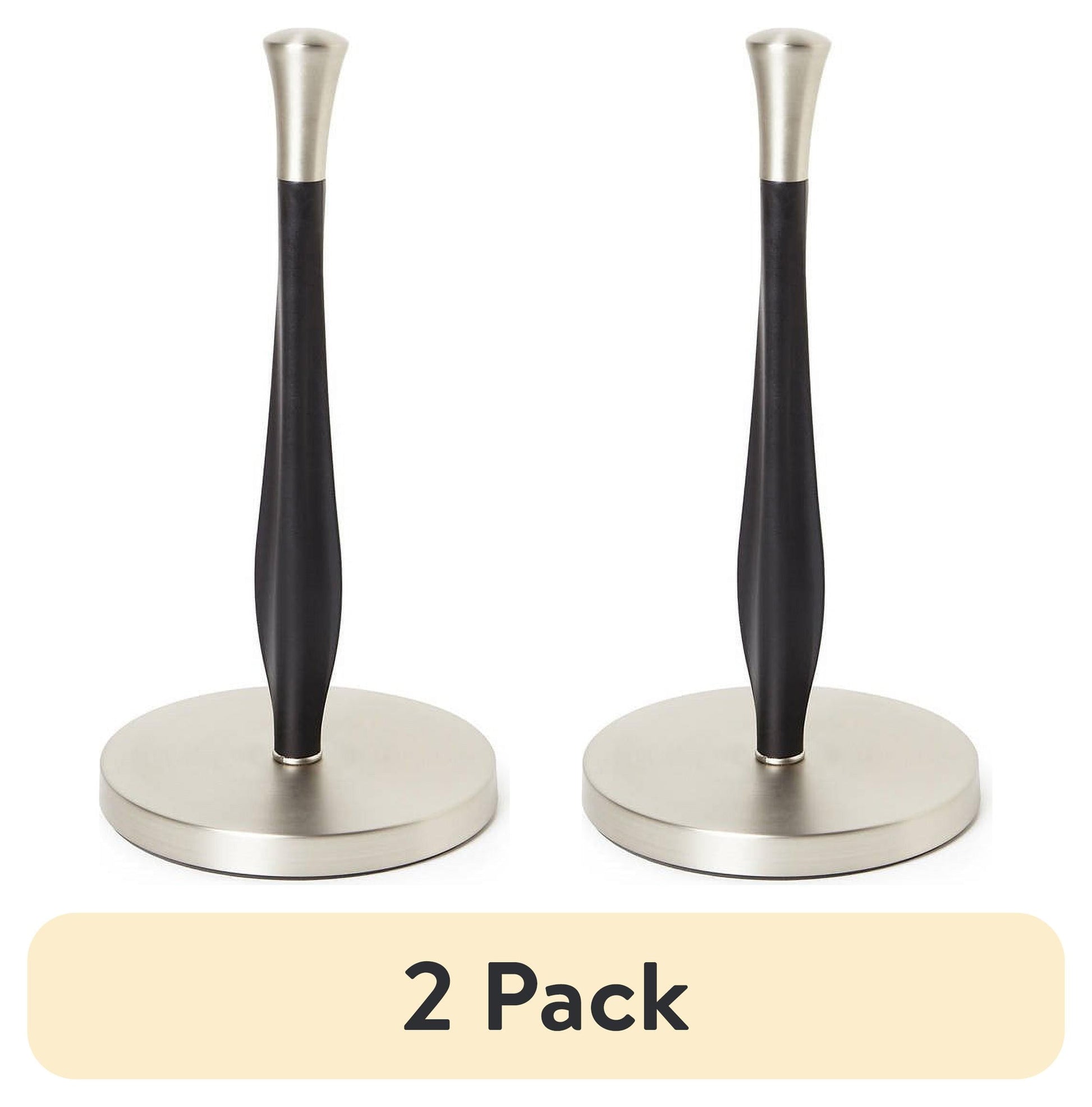 (2 pack) Better Homes & Gardens Free-Standing Paper Towel Holder with Weighted Non-Slip Base, 14 Inch, Nickel